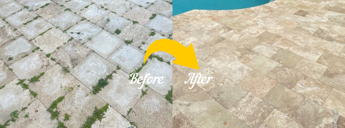 Paver Travertine Weed Mitigation
